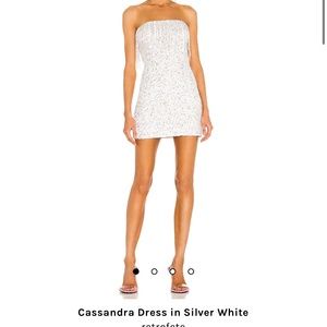 NEW retrofete Cassandra Dress in White Glitter Sequin - Small S - Mini Cocktail